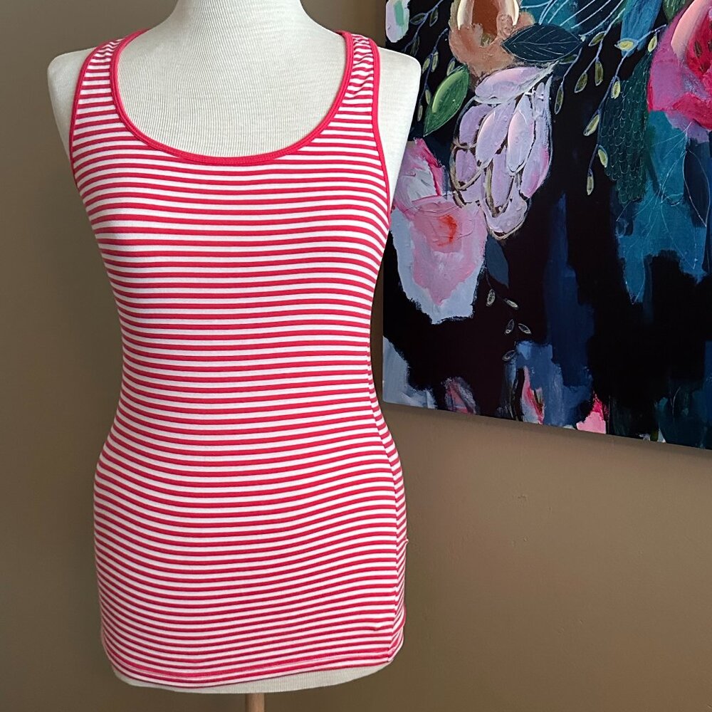 Old Navy Red & White Striped Tank Top Summer Classic Women's Size Medium
